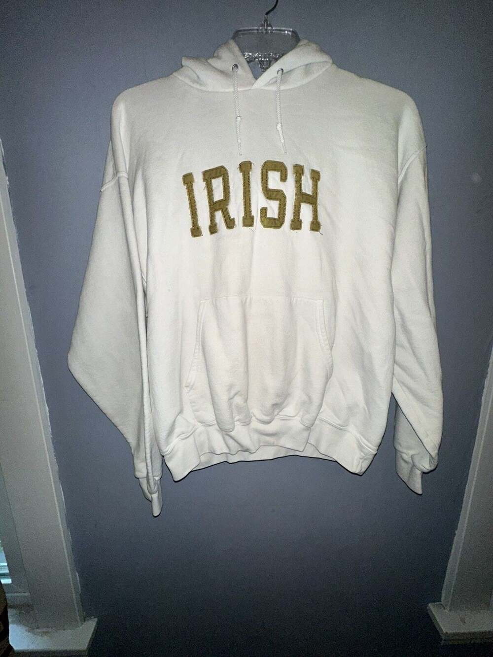 VINTAGE Notre Dame Fighting Irish Sweatshirt Mens Large White Champion Hoodie